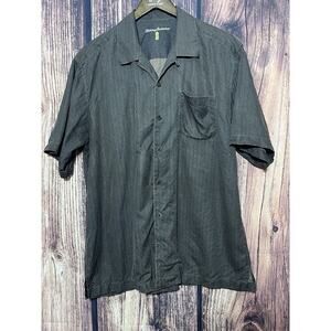 Tommy Bahama Shirt Men’s Short Sleeve Solid Brown 100% Silk Size Large